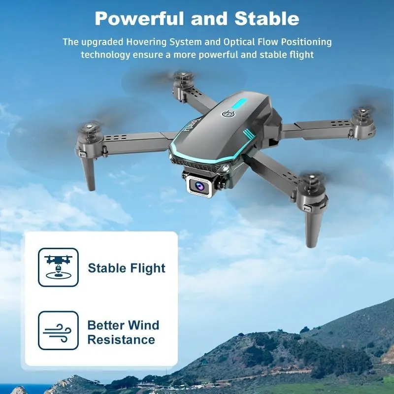 TongLi DR1916 Foldable RC Quadcopter Drone Model equipped with low battery alarm and LED night flight lights optical flow positioning hover, crash-resistant design, 90° adjustable aerial camera, outdoor daily shooting toy, ideal holiday gift for teenagers