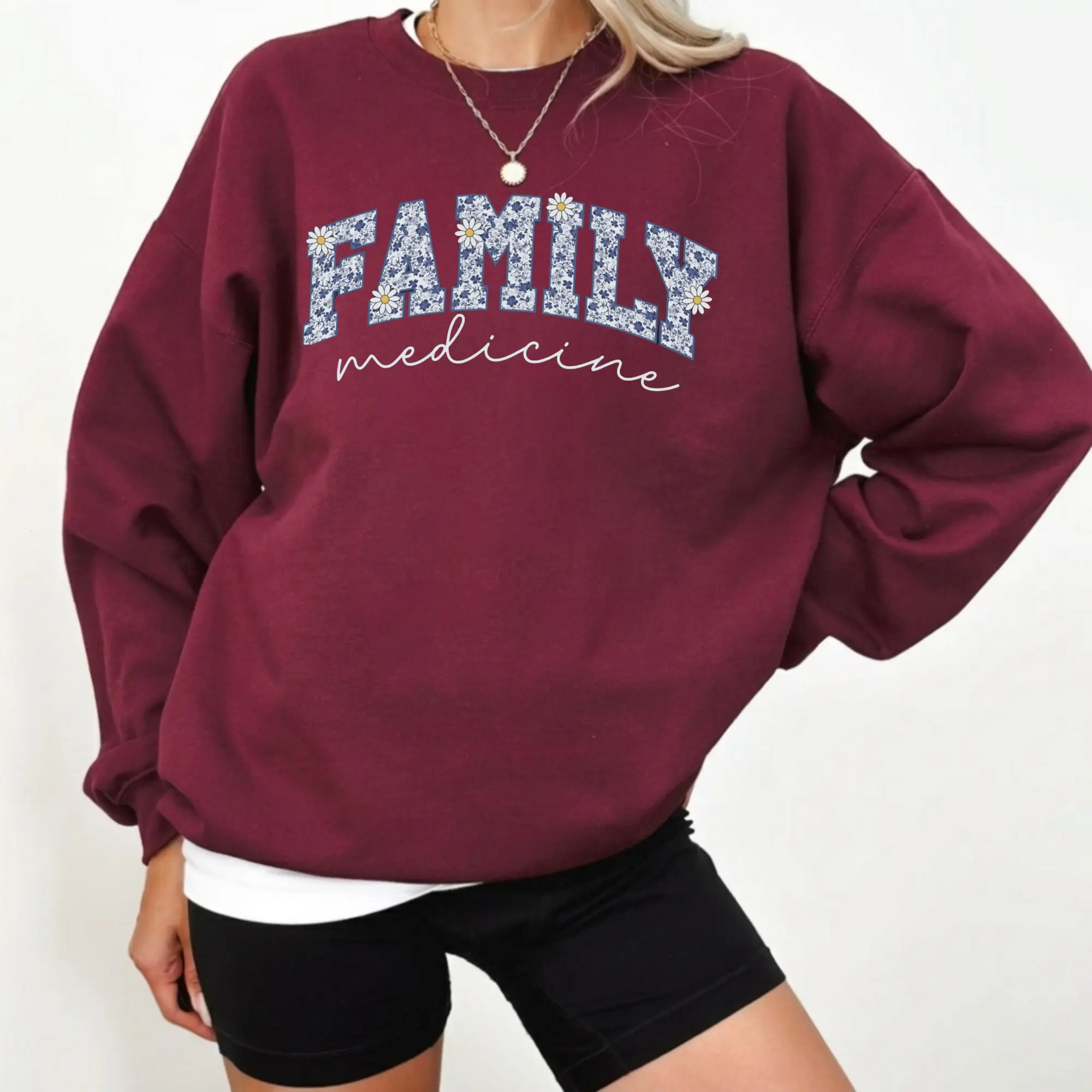 Toile Family Medicine Shirt, Floral Medical Office Staff Crewneck Sweatshirt, Daisy Primary Care Nure Sweater, Chinoiserie Internal Medicine Gift