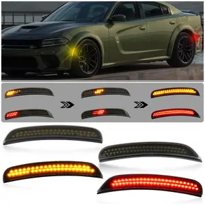 Dynamic LED Side Marker Lights for 2015-2024 Dodge Charger - Sequential Amber Front & Red Rear Turn Signals | 4pc Direct Replacement Kit | Plug & Play