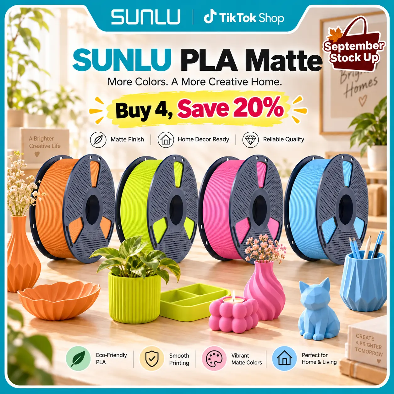 SUNLU Matte PLA 3D Printer Filament 1KG | 1.75mm ±0.02mm | Smooth Matte Finish, Neatly Wound, Low Stringing & Strong Layer Adhesion | High Compatibility FDM Filament
