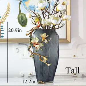 FABUORNA Luxury Vase [Blooming-B Series], Decorative Vase, Modern Vase, Original Exquisite Vase, Vase with Enamel Decoration (Tall)