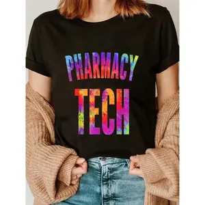 Pharmacy Technician Gifts Pharmacy Tech Tie Dye T-Shirt Casual Short Sleeve Shirt