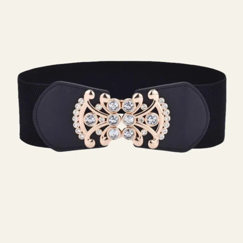 Women's Solid Color Wide Belt, Stylish Belts, Fashionable Elastic Belt for Daily Clothing Decoration, Trendy All-match & Exquisite Belt for Birthday Gift, Rhinestone Decorated Belt, Stretchy Waist Belt, Rhinestones Belt, Decorative Belt