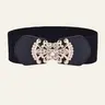 Women's Solid Color Wide Belt, Stylish Belts, Fashionable Elastic Belt for Daily Clothing Decoration, Trendy All-match & Exquisite Belt for Birthday Gift, Rhinestone Decorated Belt, Stretchy Waist Belt, Rhinestones Belt, Decorative Belt