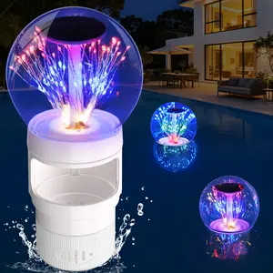 2026 Upgraded Pool Chlorine Floater with Firework Light,Great Capacity Solar Chlorines Floaters w/Adjustable Release,Easy Openning Chlorine Floater,Floating chlorines Dispenser for Pool,Hot Tub,White