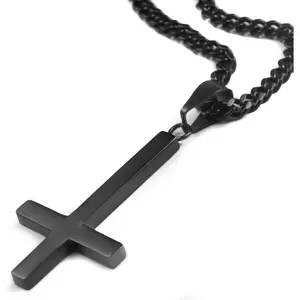 Besteel Jewelry Stainless Steel initialnecklace Inverted Cross Necklace for Women Men 24 Inch Chain 3 Color Available Pendants Jewlery