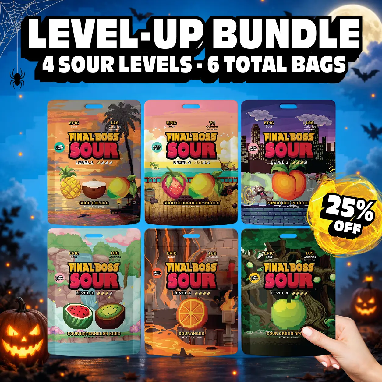 Final Boss Sour - Level-Up Bundle Variety Pack (6-Pack) | Real Dried Fruit | Fruit Snack Coconut Watermelon Peach Freezedried Mixed Berry Flavored Natural Final Boss Sour - Level-Up Bundle Variety Pack (6-Pack) | Real Dried Fruit | Fruit Snack Coconut Watermelon Peach Freezedried Mixed Berry Flavored Natural