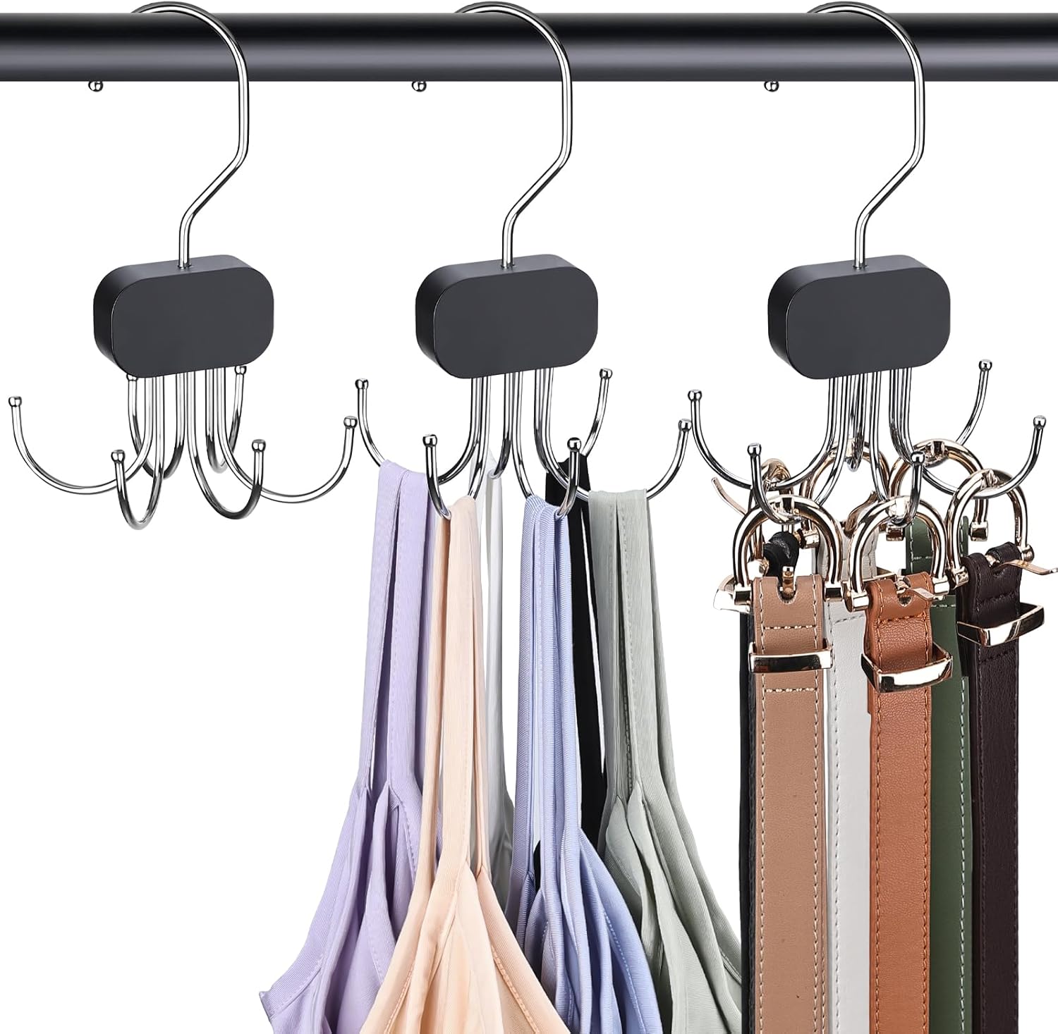 3 Pack Tank Top Hangers, 2026 Upgraded Bra Hanger for Closet Organizer & Storage, 360° Rotating & Foldable Design, Wooden Space-Saving Hanger for Tank Tops, Bras and More (Black) Hook Hanging 3 Pack Tank Top Hangers, 2026 Upgraded Bra Hanger for Closet Organizer & Storage, 360° Rotating & Foldable Design, Wooden Space-Saving Hanger for Tank Tops, Bras and More (Black) Hook Hanging