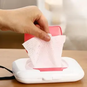 Portable Wet Wipe Dispenser Box with Adhesive Pull String, Outdoor Travel Paper Towel Holder, Suitable for Strollers and Crib, Odorless and Smooth Storage Box