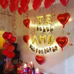 27pcs Gold TE AMO Letter Balloons Set I Love You Balloon Mini Red White Teddy Holding Heart Balloon Red Heart Balloon Suitable For Valentine's Day Party Proposal Wedding Anniversary Decoration