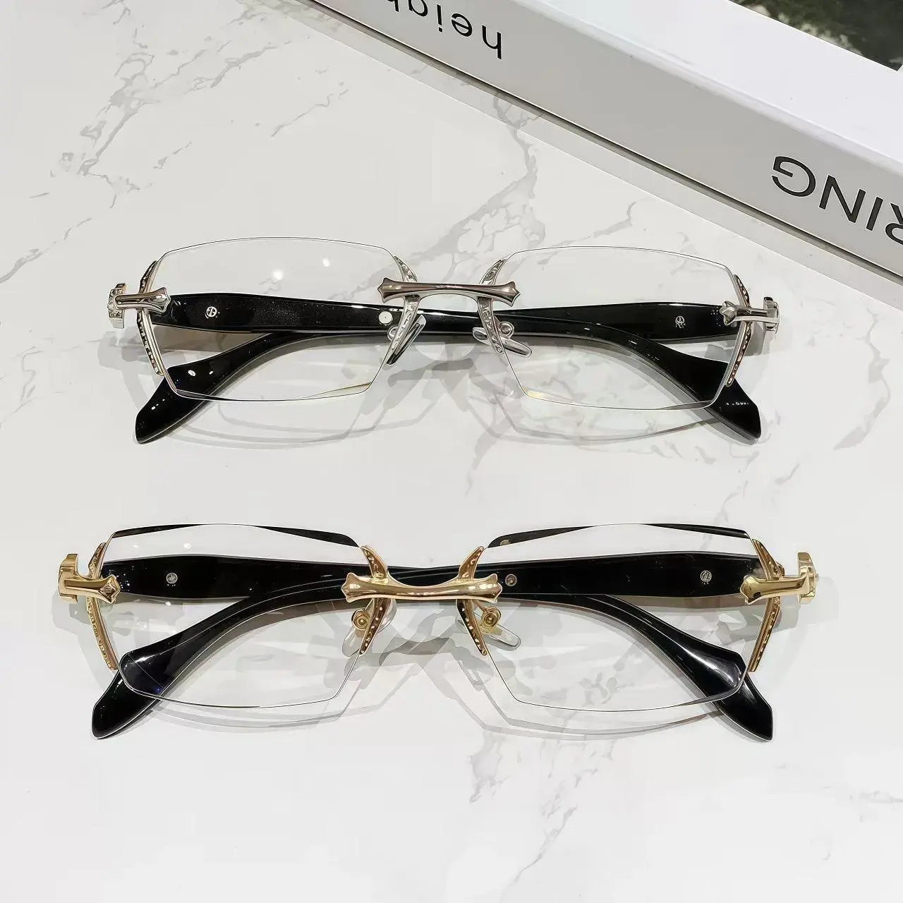 Rimless High Quality Eyewear, Frameless Glasses with Diamond-Cut Edges, Stainless Steel Fashion Temple Decor, Unisex Adults' Accessories for Daily Use, Mens Gifts. summerwins,summerwins, Father's Day Gifts