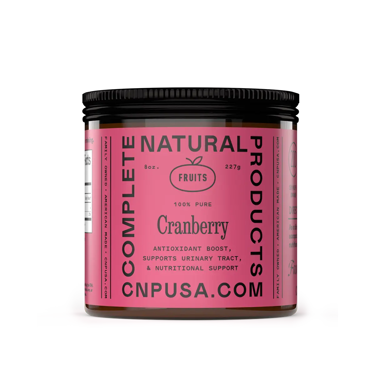 Complete Natural Products Cranberry Powder - Organic, Antioxidant-Rich, Supports Urinary Tract, 100% Pure, No Added Sugars, 8oz Glass Jar