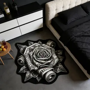 Non-Slip Soft Durable Carpet Mat, Gold Coin Flower Pattern Fun Cartoon Faux Wool Rug, Absorbent Non-Slip Bathroom Floor Mat