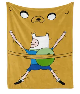 Funny Cartoon Adventure Character Flannel Blanket Yellow Stretch Dog Throw Blanket Ultra Soft Fleece Cozy Bed Sofa Blanket for Kids Teens Fans