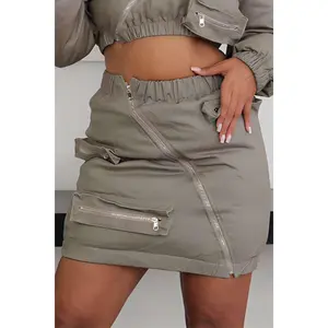 casual zipper puffer Skirt