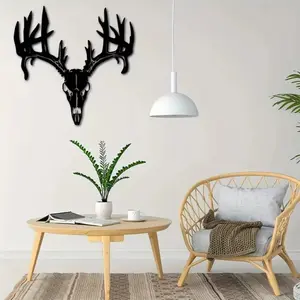 1pc Metal Deer Art Wall Decor, Deer Skull Metal Art, Metal Deer Signs, Deer Head Signs, Living Room Wall Art, Desert Landscape