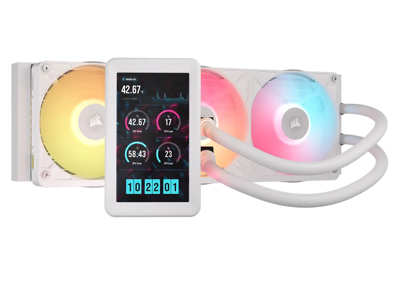 CORSAIR iCUE LINK TITAN II 360 RX LCD AIO Liquid CPU Cooler - White - 5" IPS LCD Screen - 720x1280 - DisplayPort Input - RX II RGB Fans - Fits AMD AM5/AM4 & Intel LGA 1954/1851/1700 - iCUE LINK System