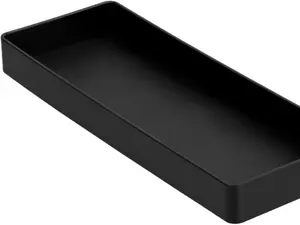Rectangular Plastic Desk Organizer Half Accessory Tray 9.4" x 3.3" x 1" Black Office Supply Storage