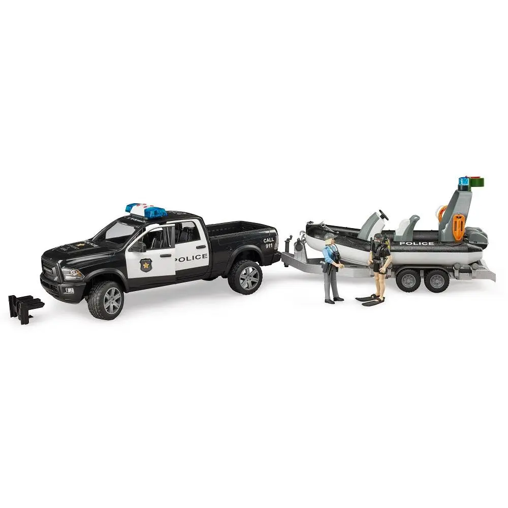 Bruder 02507 Ram 2500 Police Pickup, L+S Module, Trailer with Boat and 2 Figures 20.14.8