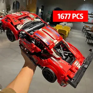Technical 1677PCS 488GTE Collectible Champion GT Race Car Building Blocks 42125 Series Detailed Display Model Vehicle Decor Gift  1:8 Scale Collectible Sports Car Model Kit Building Set for Adults Gift for Car Enthusiasts