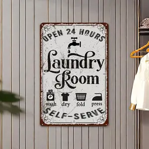 Vintage Rustic Farmhouse Design Laundry Room Sign, Wall Mounted Laundry Room Sign, Wall Decor for Home, Restaurant, Bar, Cafe, Garage, Home Business Decor, Aluminum Sign, Home Decor