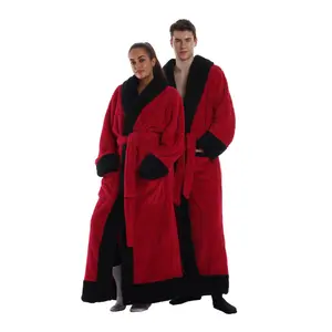 Winter Warm Soft Bathrobe Sleepwear Wearable Blanket Solid Color Unisex Home Clothing Fleece Jacket with Pockets Hand Wash Indoor Outdoor Use