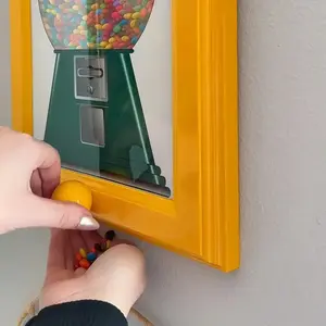 A Square Photo Frame Designed To Be Hung on The Wall, Equipped with A Candy Dispenser, Is Perfect for Displaying Photos While Making It Convenient To Get Candies, Nuts and Pet Snacks, Home Decor Accessory