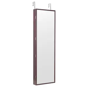 Mirror Jewelry Cabinet 47.05in Lockable Wall or Door Mounted Armoire Brown