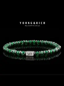 Young&rich Glass Bead Bracelet, Handmade Unique Gift, Personalized Jewelry for Him, Stylish Accessory for Special Occasions