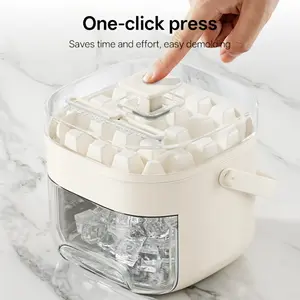 Large Capacity Double Layer Ice Tray Set, One Press Easy Release Ice Cube Maker with Food Grade Ice Storage Container, Quick Freeze Ice Mold for Iced Coffee Cold Brew Juice Milk Tea Soda Cocktails, Home Kitchen Freezer Organizer