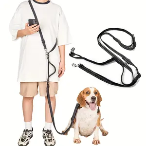 Hands Free Dog Leash With Traffic Handle, Adjustable Double Leash For Two Dog Multifunctional Crossbody Dog Running Leash Heavy Duty Dog Walking Belt For Large Medium Small Dogs