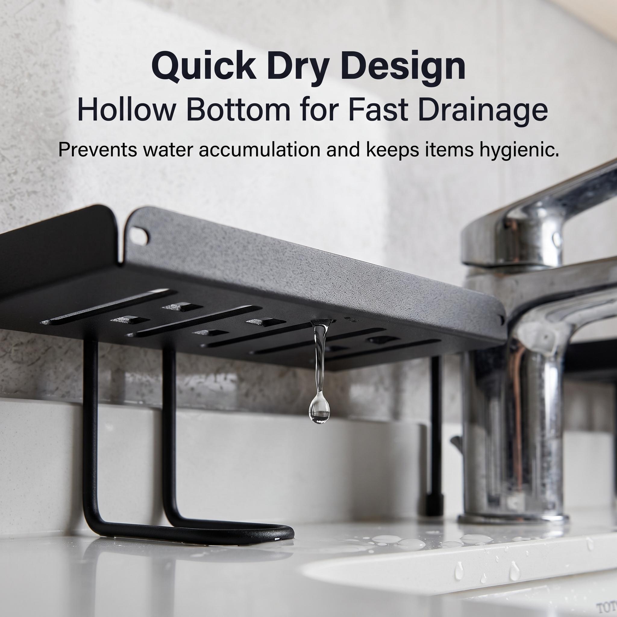 Carbon Steel Foldable Shelf Organizer - Durable No-Drilling Over-Faucet Caddy for Small Homes, Adjustable Legs, Collapsible Sink Storage Rack, Easy-Drain, Wipe-Clean with Damp Cloth, Homeowners,dorm room inspo,college dorm essentials,dorm haul