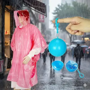 Portable Foldable Rain Poncho Keychain, Emergency Disposable Raincoat for Outdoor Activities. Lightweight Compact Rainwear for Camping, Fishing, Hiking, Travel. Rainproof, Waterproof & Instant-Use Rain Gear Accessory.