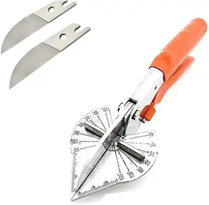 Multi Angle Miter Shear  Hand Tools,45-135  Adjustable Angle  Trim Shears Tools with 2 Extra Spare  (Orange)