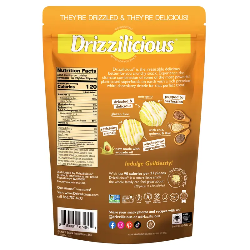 6 Pack - Drizzilicious Lemon Cake Mini Rice Cakes - New Flavor