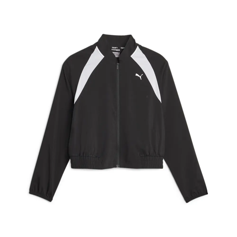 PUMA Womens Fit Woven Fashion Jacket Training Athletic Outerwear Casual Full Zip Compression - Black