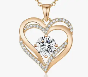 Love Heart Birthstone Necklaces for Women, Women Pendant Necklace, Mother’s Day Birthday Anniversary Jewelry Gift for Woman Mother Mom Wife Her Girlfriend Girl