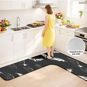 L-shaped horror bat pattern Halloween mat, silicone non-slip bottom, multi-purpose suitable for kitchen, bathroom, bedroom, Halloween & horror style home decoration