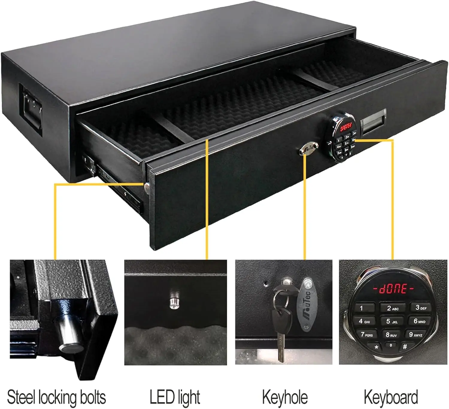 Tactibeaver Underbed safe for Rifles, Valuables, biometric safe with fingerprint,