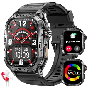 Durable Smart Watch for Men with Compass(Answer/Dial Call) 1.96" AMOLED Always On Display Outdoor Smartwatch for Android iOS Digital Watch Gifts for Men Father’s Day Gifts