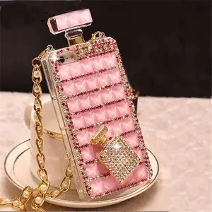 Luxury Diamond Perfume Bottle Case TPU Rhinestone Bling Cover Coque for Iphone 15 14 11Pro 13 Pro max 12 mini 16 Plus