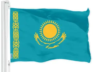 G128 Kazakhstan Kazakhstani Flag | 3x5 Ft | LiteWeave Pro Series Printed 150D Polyester | Country Flag, Indoor/Outdoor, Vibrant Colors, Brass Grommets, Thicker and More Durable Than 100D 75D Polyester
