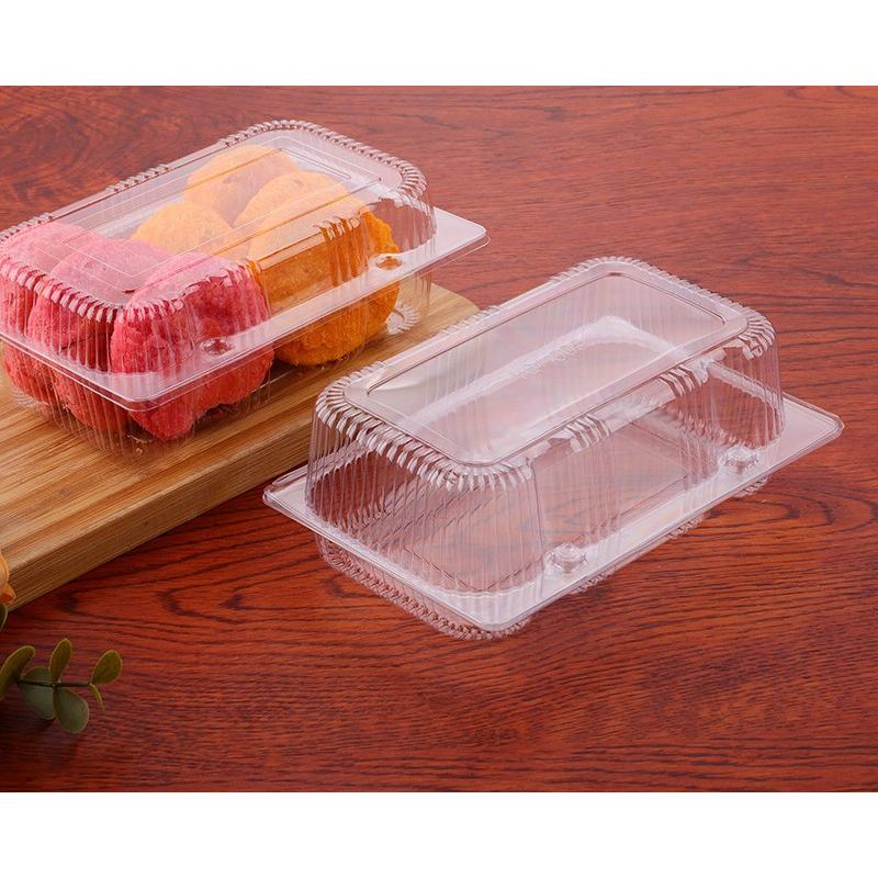 50-Pack Clear Plastic Clam Shell Food Containers, Square Clear Cake Slice Containers with Hinged Lids, Disposable Takeaway Bento Cake Boxes for Pastries, Salads, Desserts, Sandwiches, Fruit