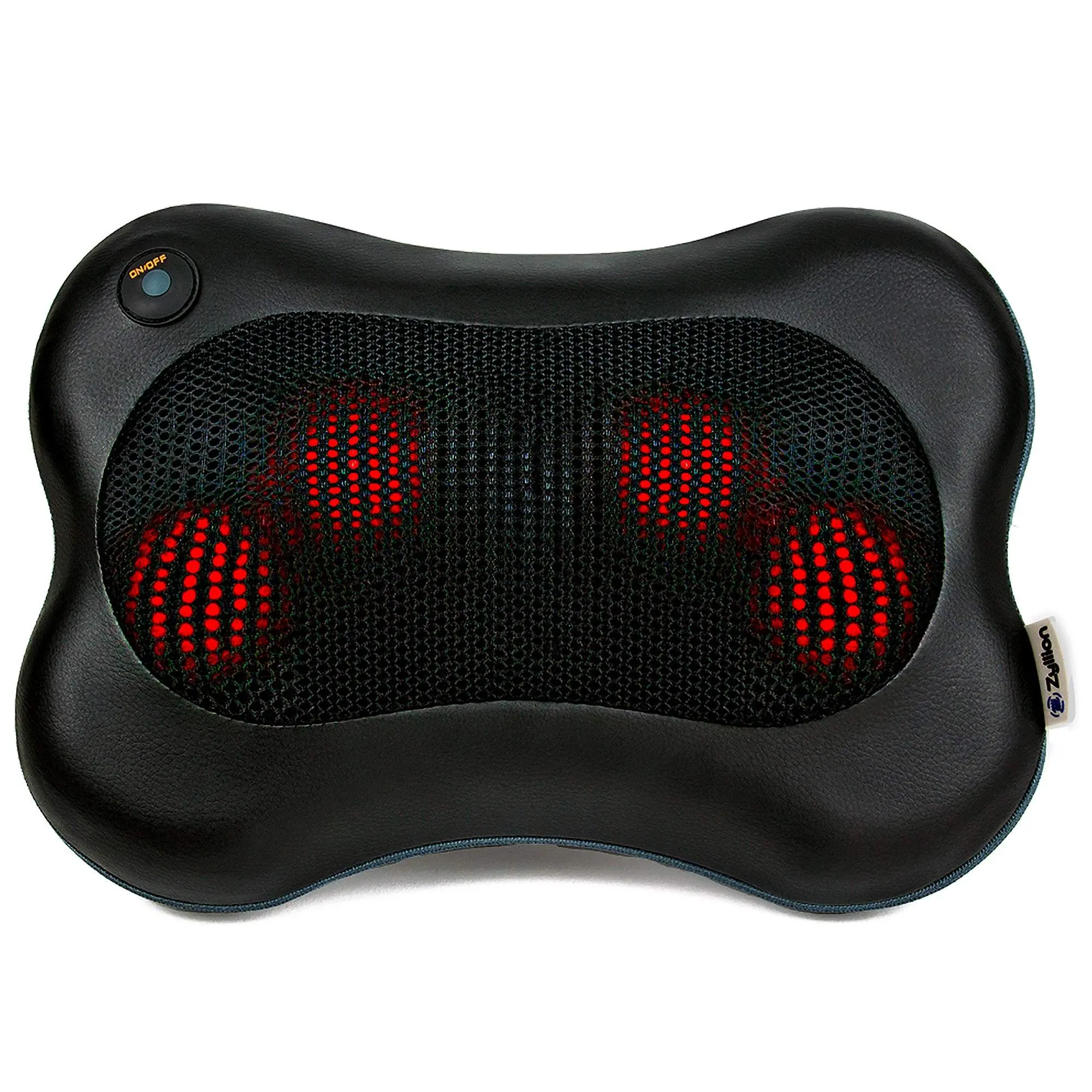 Zyllion Shiatsu Back and Neck Massager Pillow with Heat and Wired Connection ZMA-13 for Muscle Relief and Relaxation 3-Dimensional Deep Kneading Massage Nodes