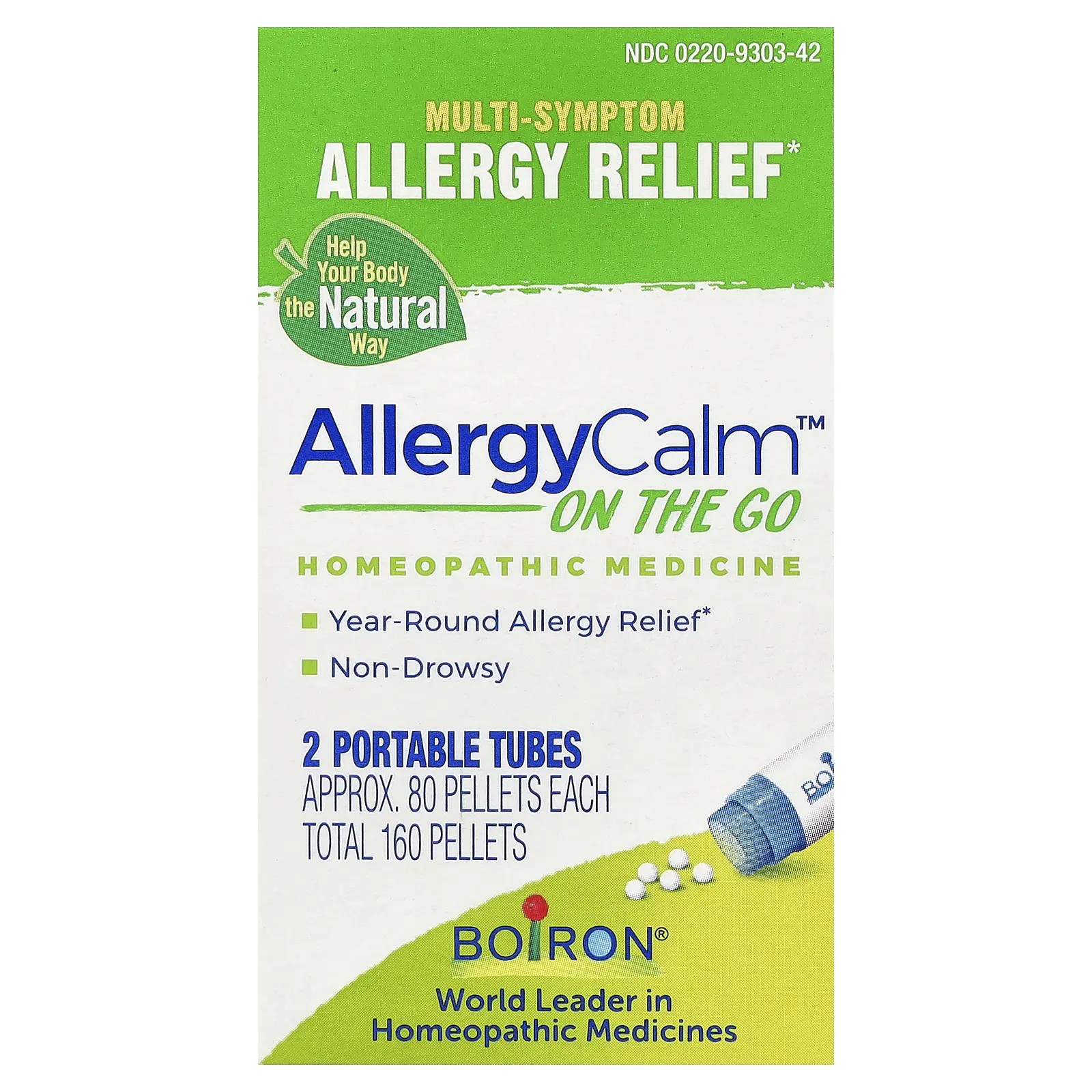 Boiron AllergyCalm™ On The Go, 2 Portables Tubes, 80 Pellets Each | HSA/FSA Eligible