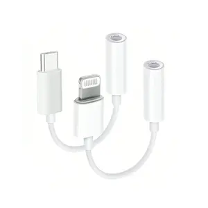 USB-C/lightning to 3.5mm Headphone Adapter, Compatible with iOS Series, Tablet, Audio Cable Converter, Universal Serial Bus C Type Port