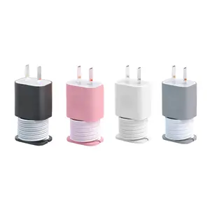 4-Pack 2 in 1 Silicone Charger Protector with Cord Wrap, iPhone Silicone Power Adapter Case, Snapback Charger Winder, Compatible with 18W/20W - 1.65 x 1.1 inches