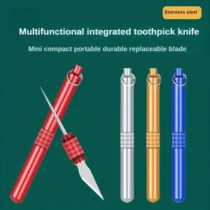 Stainless Steel Toothpick Knife Combo, Home Oral Care Tool, Keychain Self-Defense Knife, Portable Outdoor Survival Gift