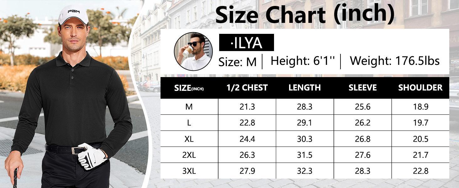 Men’s Long Sleeve Polo Shirt, 3-Pack — Moisture-Wicking Golf/Business Travel Casual Turn-Down Collar Shirt Block Color Dry Quick