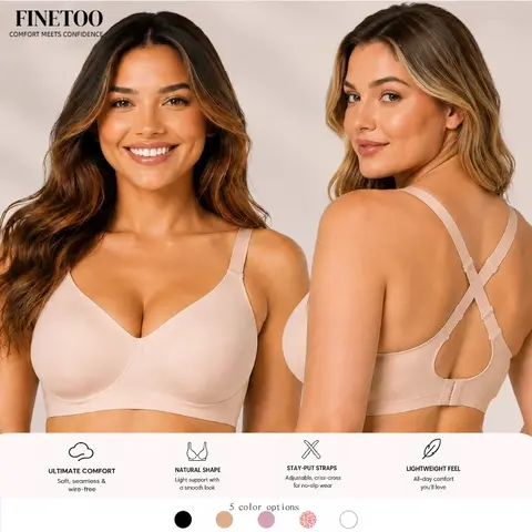 FINETOO Women's Seamless Adjustable Bra (S-3XL, 1PC) - Cloud-like Marshmallow Touch, 24-hour Support, Non-slip Cup, Back Smoothing Brassiere, Casual Minimalist, Fashion Womenswear Underwear